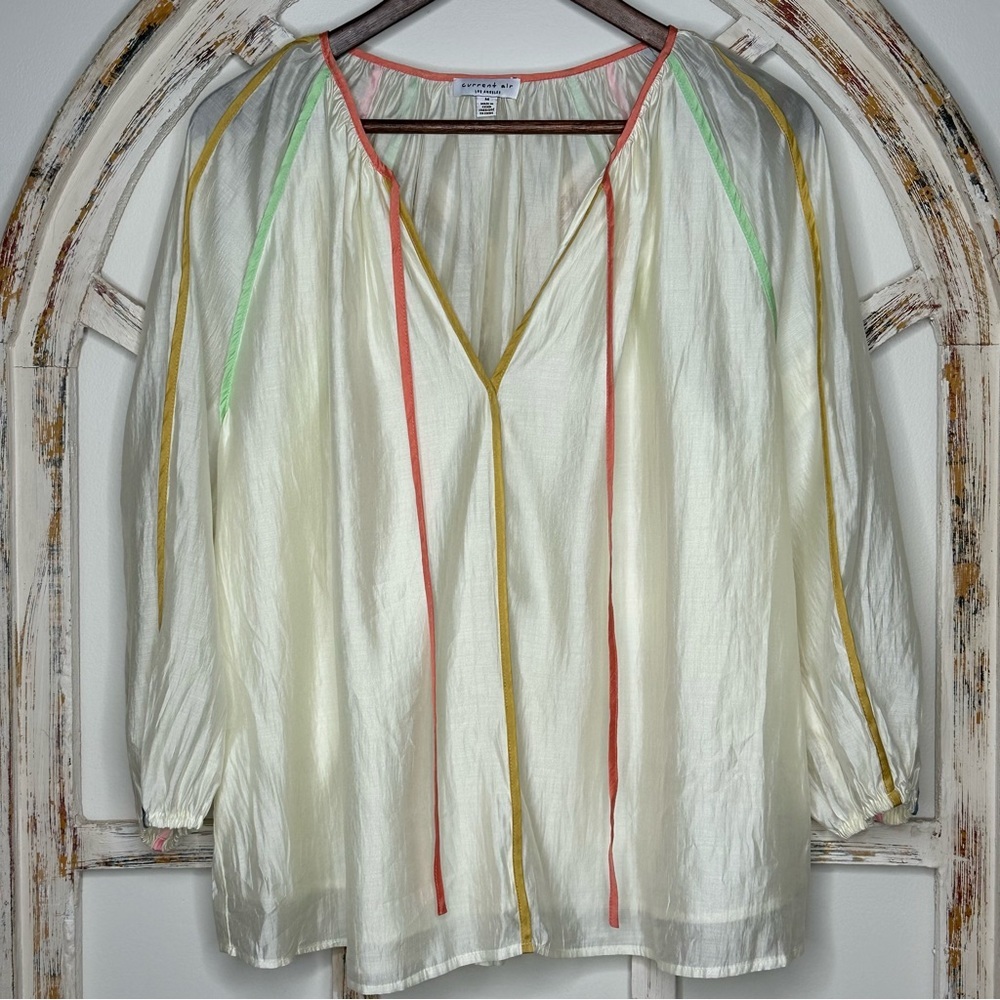 Current Air Multi Color Binding Blouse- Size M